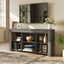 160 cm Console Table with 6 Storage Cubes, Rustic Wood Entryway Table
