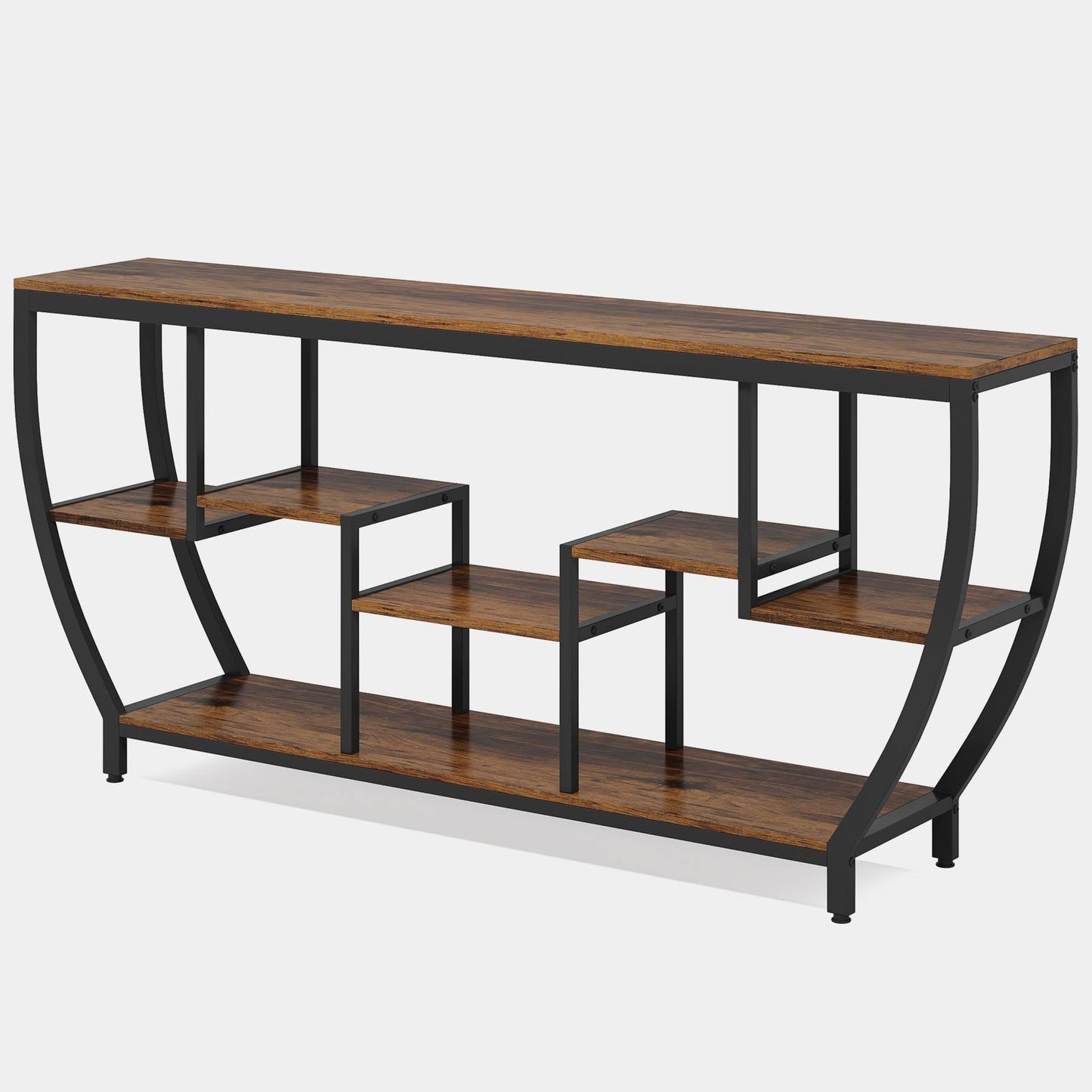 Industrial Console Table, 70.9" Entryway Sofa Table with Shelves Tribesigns