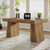 140cm Modern Executive Desk with Double Trapezoid Base, Heavy-Duty Computer Desk for Home Office 3