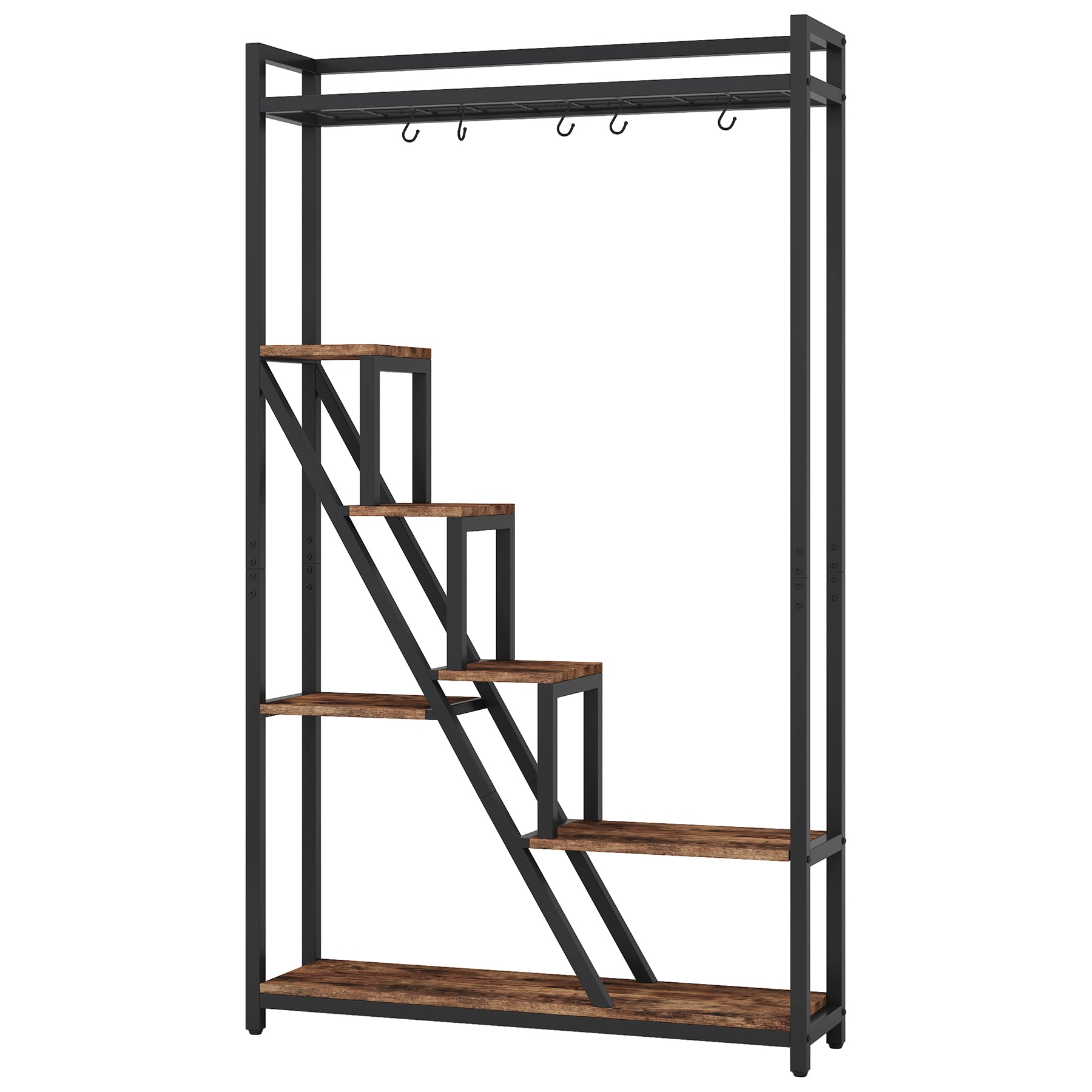 180cm Plant Stand, 7-Tier Display Rack Plant Shelf with 5 S-Hooks
