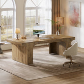 180 cm Office Desk for Two, Modern Wood-Look Work Desk 3