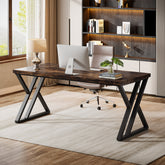 140 cm Computer Desk, Modern Z-Shaped Metal Leg Writing Desk 3