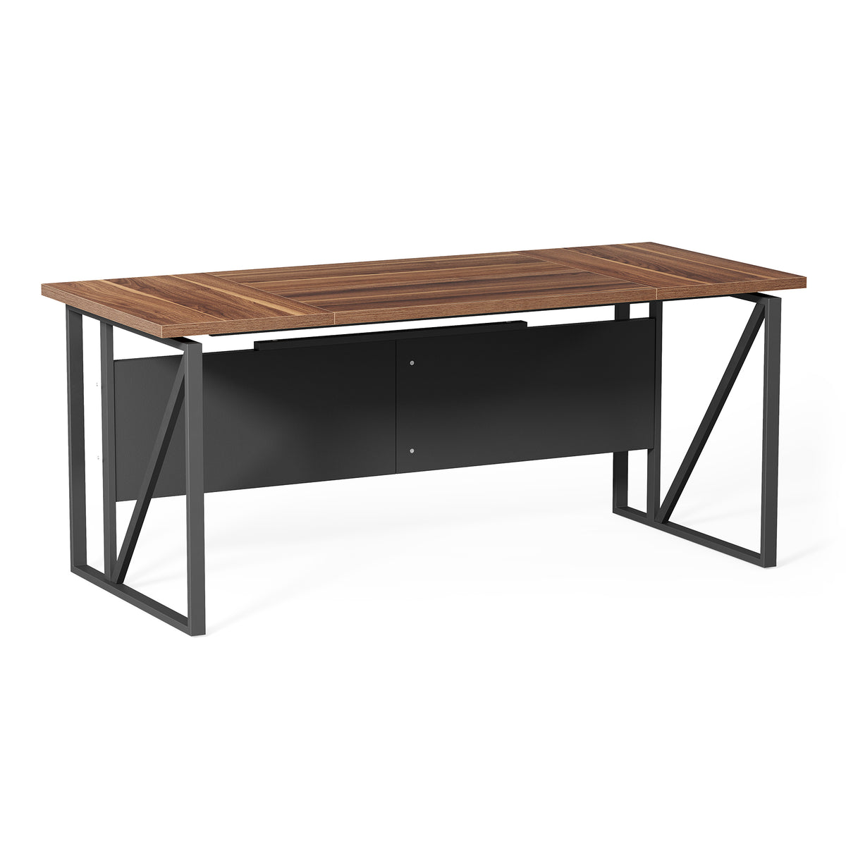 160 cm Computer Desk with Storage Shelf, Rustic Brown Office Desk