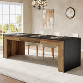 200 cm Dining Table, Rustic Brown and Black Rectangular Kitchen Table 3