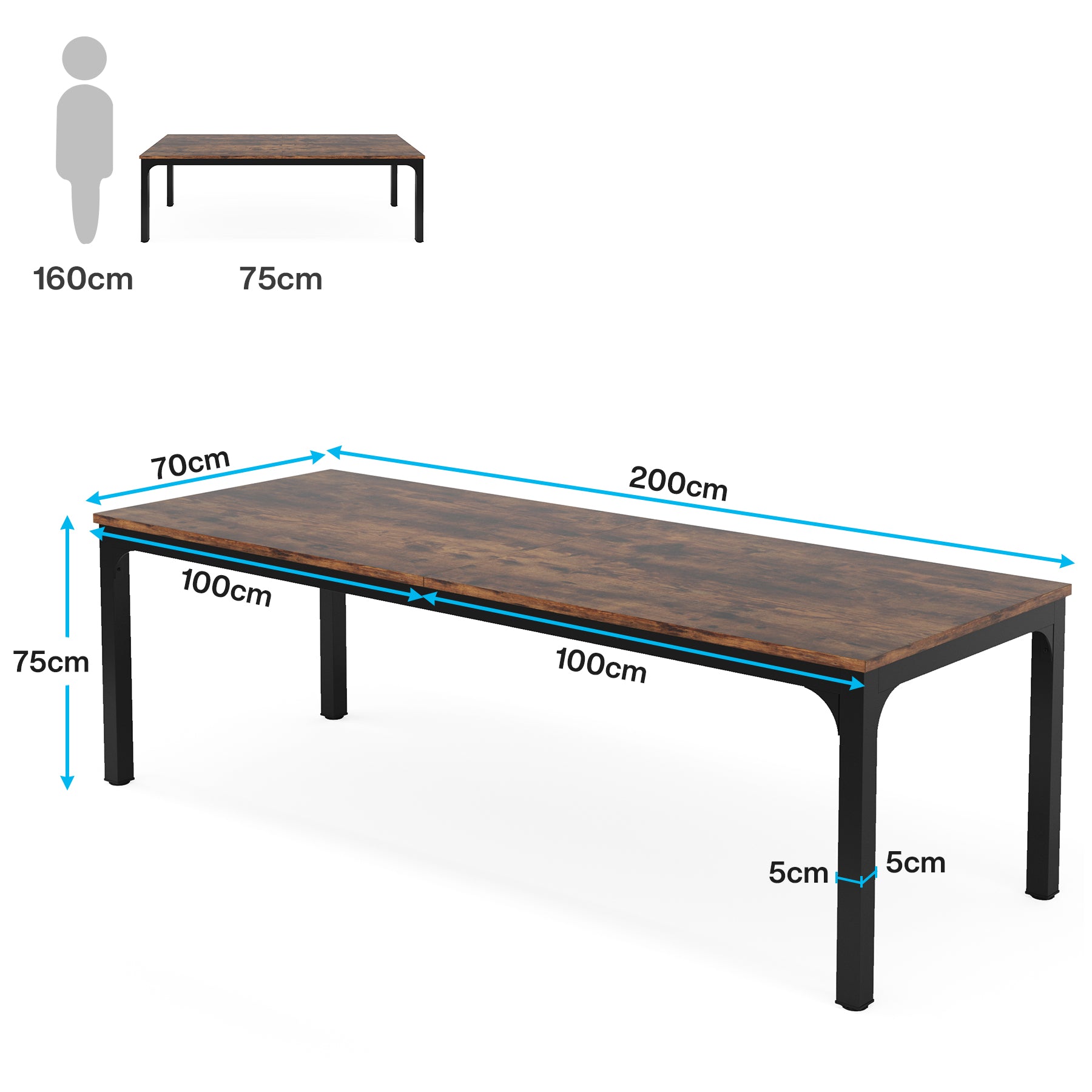 Rectangle Executive Desk, 78.7" Computer Desk 6FT Conference Table