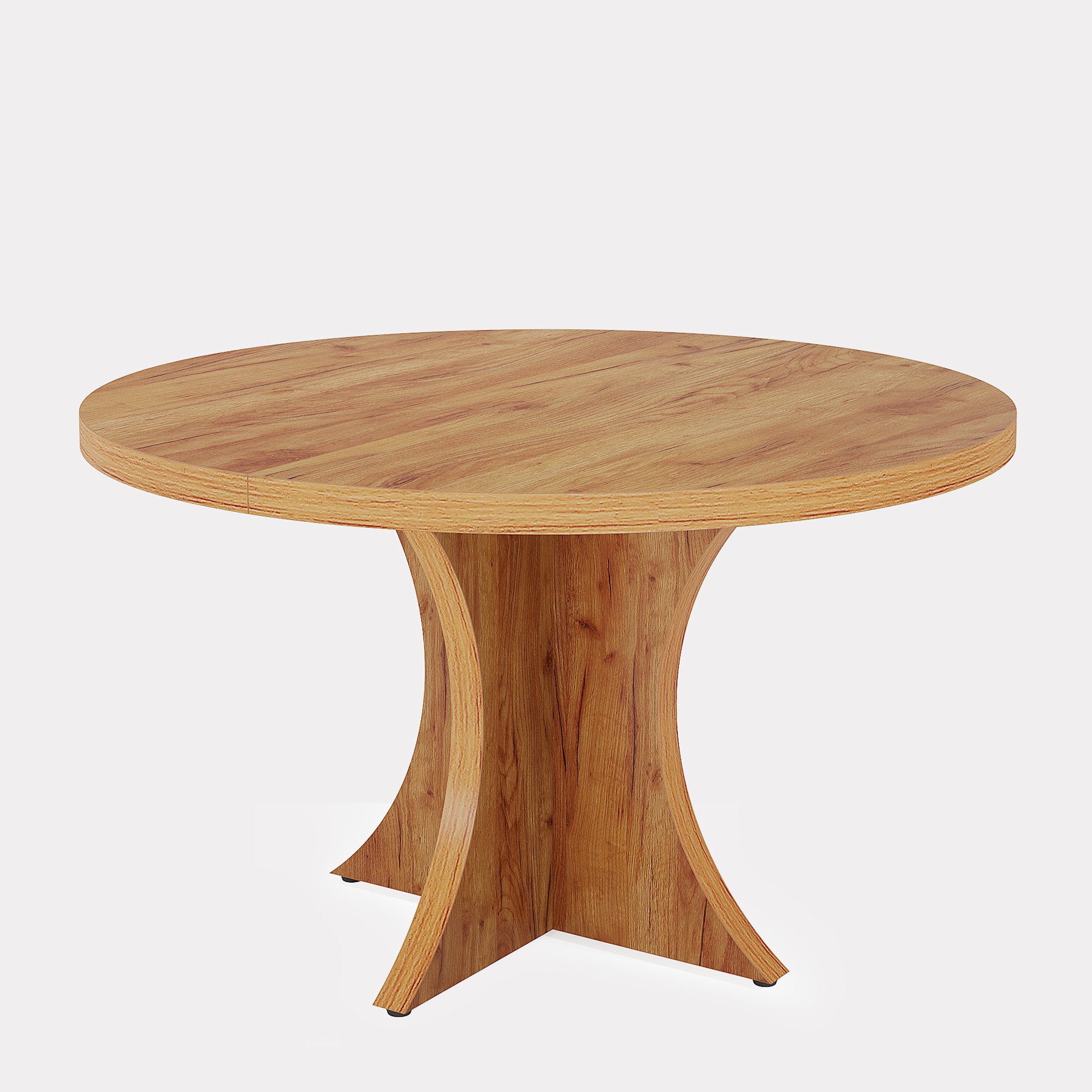 120cm Round Dining Table, Farmhouse Kitchen Table with Pedestal Base for 4-6