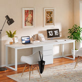 200 cm Double Desk for Two with 3 Drawers, White Home Office Desk 3