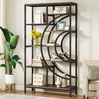 Tribesigns Bookshelf, 71" Geometric Bookcase, Industrial 8-Tiers Etagere Shelving Unit Tribesigns