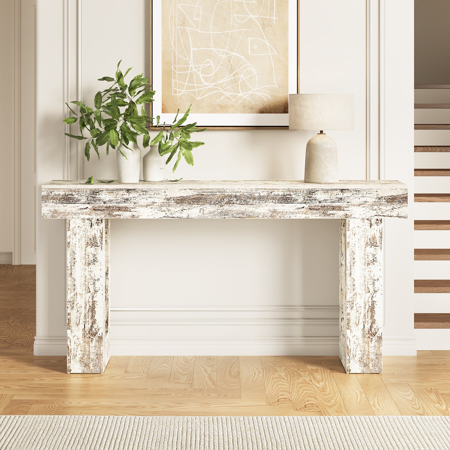 160cm Console Table, Farmhouse Wooden Sofa Table Entryway Table
