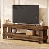 150 cm TV Stand with Open Storage Shelf, Farmhouse Brown Entertainment Unit 3