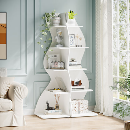 Modern 5-Tier Wall Corner Bookshelf Bookcase