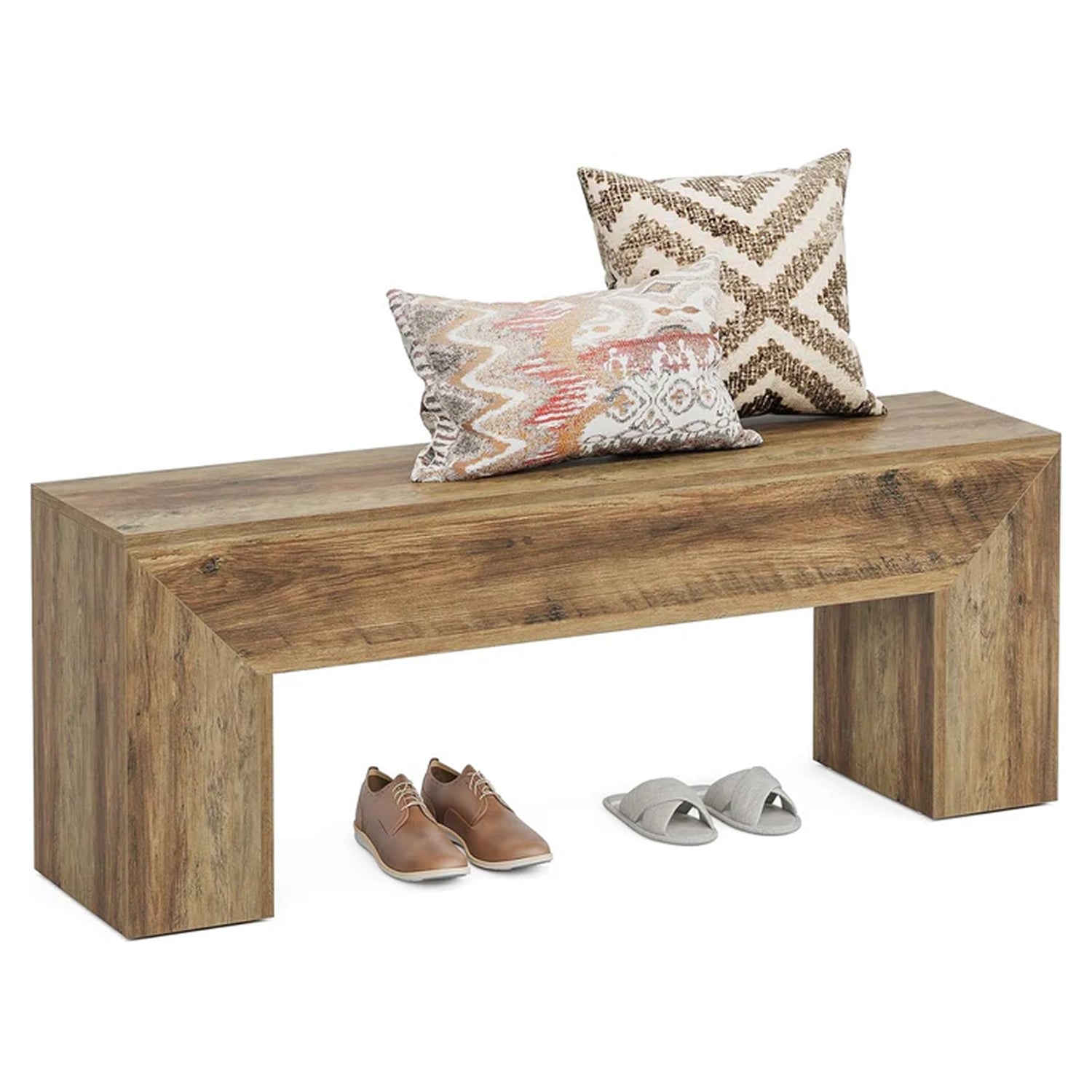 120cm Wooden Entryway Bench, Farmhouse Bench Seat for Hallway, Bedroom or End of Bed