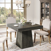 80cm Square Dining Table with Pedestal Base, 4-Seater Compact Farmhouse Style Dining Table 3