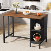 Industrial Kitchen Island, Shelf Bar Table with 5 Open Storage Shelves and Spacious Worktop 3