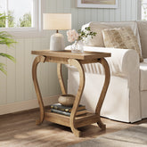 2-Tier Narrow Side Table with Storage Shelf, Rustic End Table for Living Room & Bedroom 3