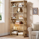 190cm 6-Tier Bookshelf, Tall Bookcase with Adjustable Display Shelves 3