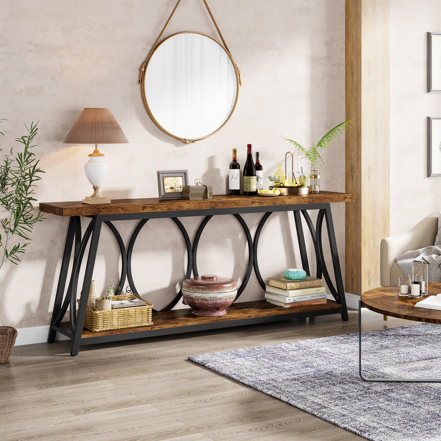 Tribesigns 180 cm Console Table, 2-Tier Sofa Table Hallway Accent Table