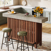 160cm Counter Height Bar Table with Footrest, 2-Tier Storage Pub Table for Kitchen and Living Room 3