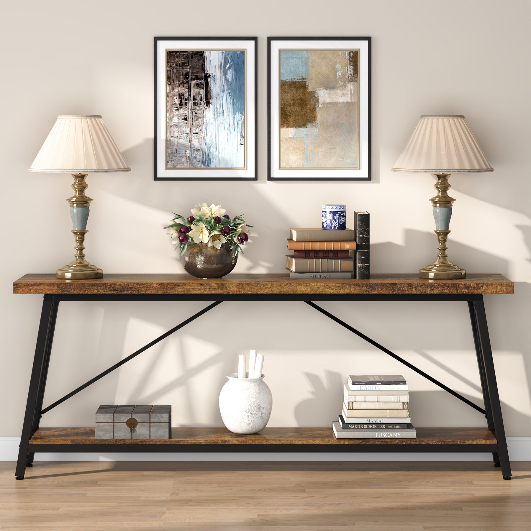 Console Table, 70.9 Inches Extra Long Sofa Table Behind Couch Tribesigns