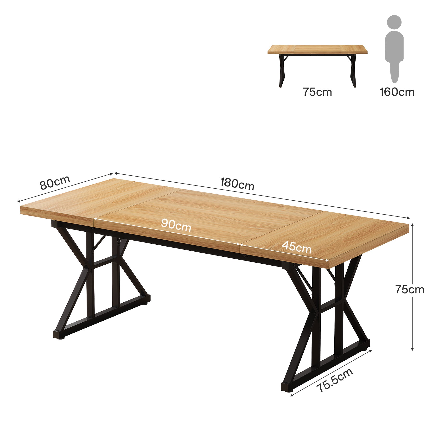180cm Conference Table, Rectangle Meeting Room Table Executive Desk