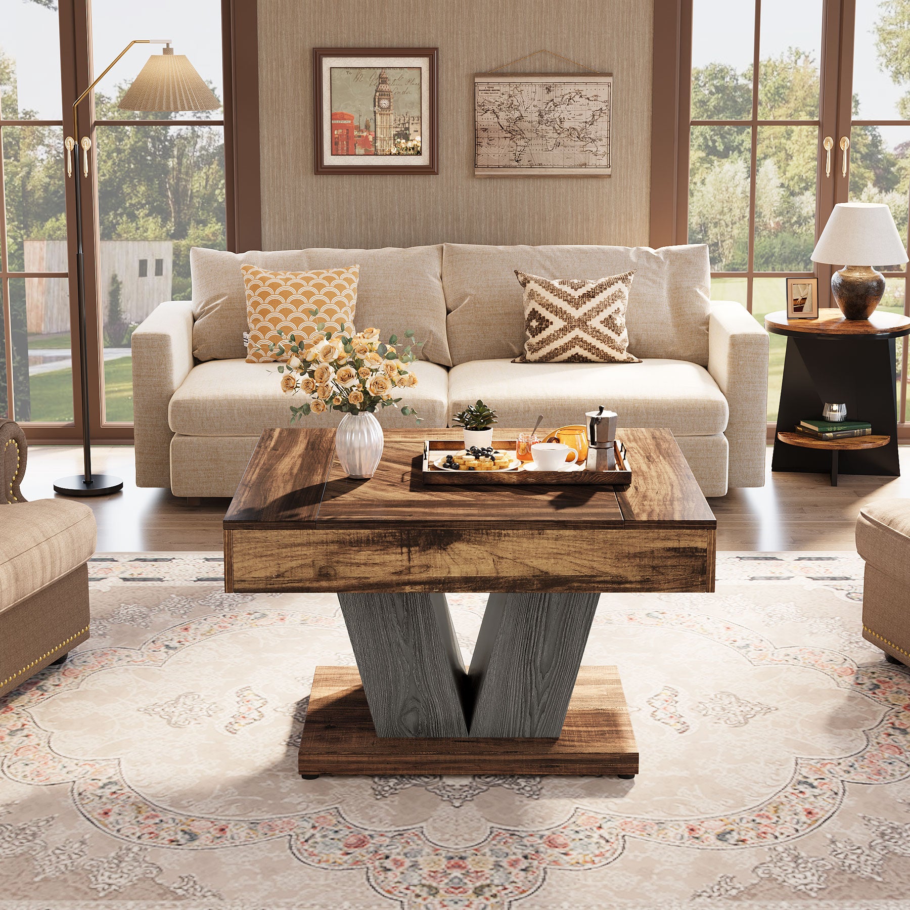 80 cm Coffee Table, Square Center Table Cocktail Tea Accent Table