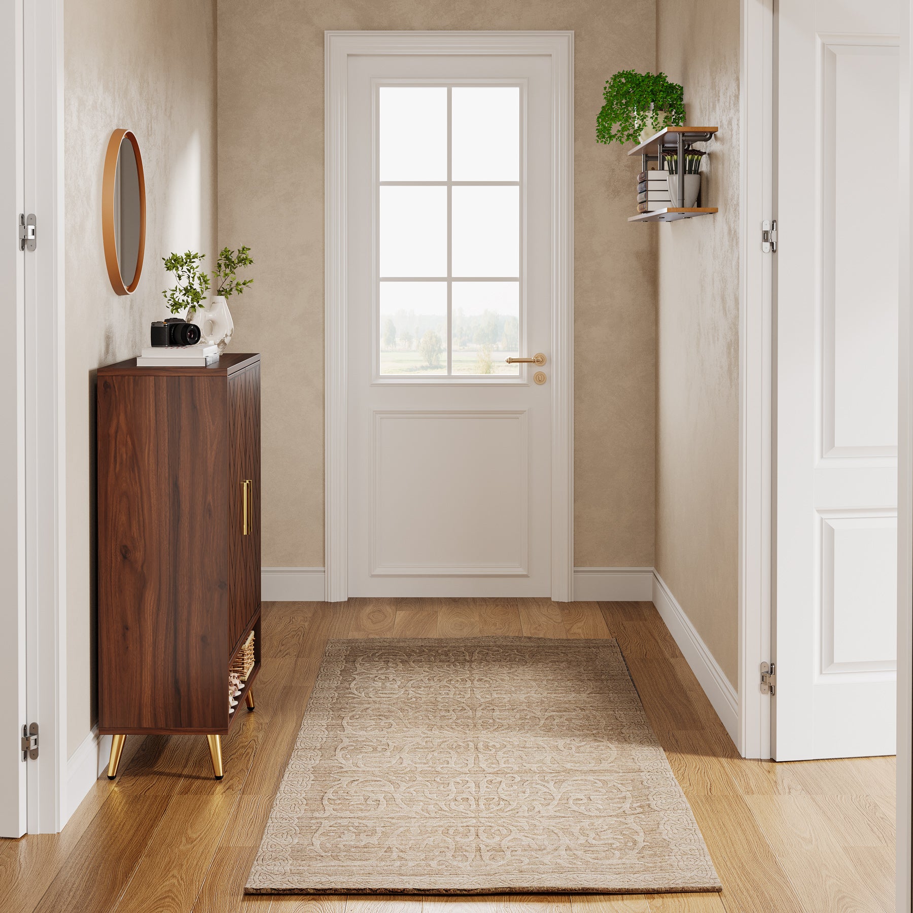 6-Tier Shoe Cabinet with Doors, 18-Pair Wooden Entryway Storage Unit with Adjustable Shelves