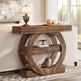 105 cm  Console Table, 3-Tier Sofa Table Accent Console with Circle Base 3