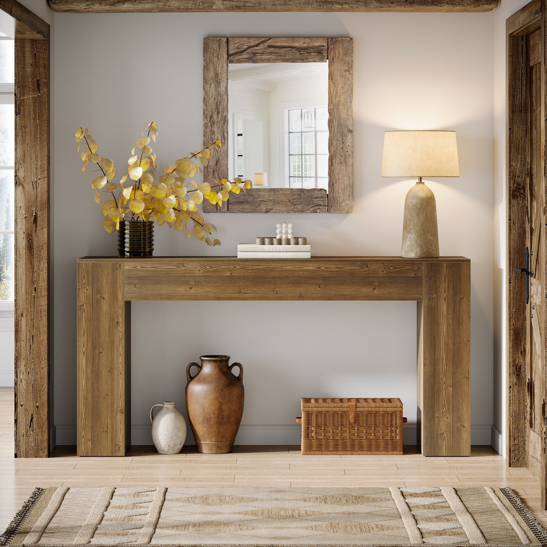 160cm Long Console Table, Farmhouse Narrow Sofa Table for Entryway, Hallway and Living Room