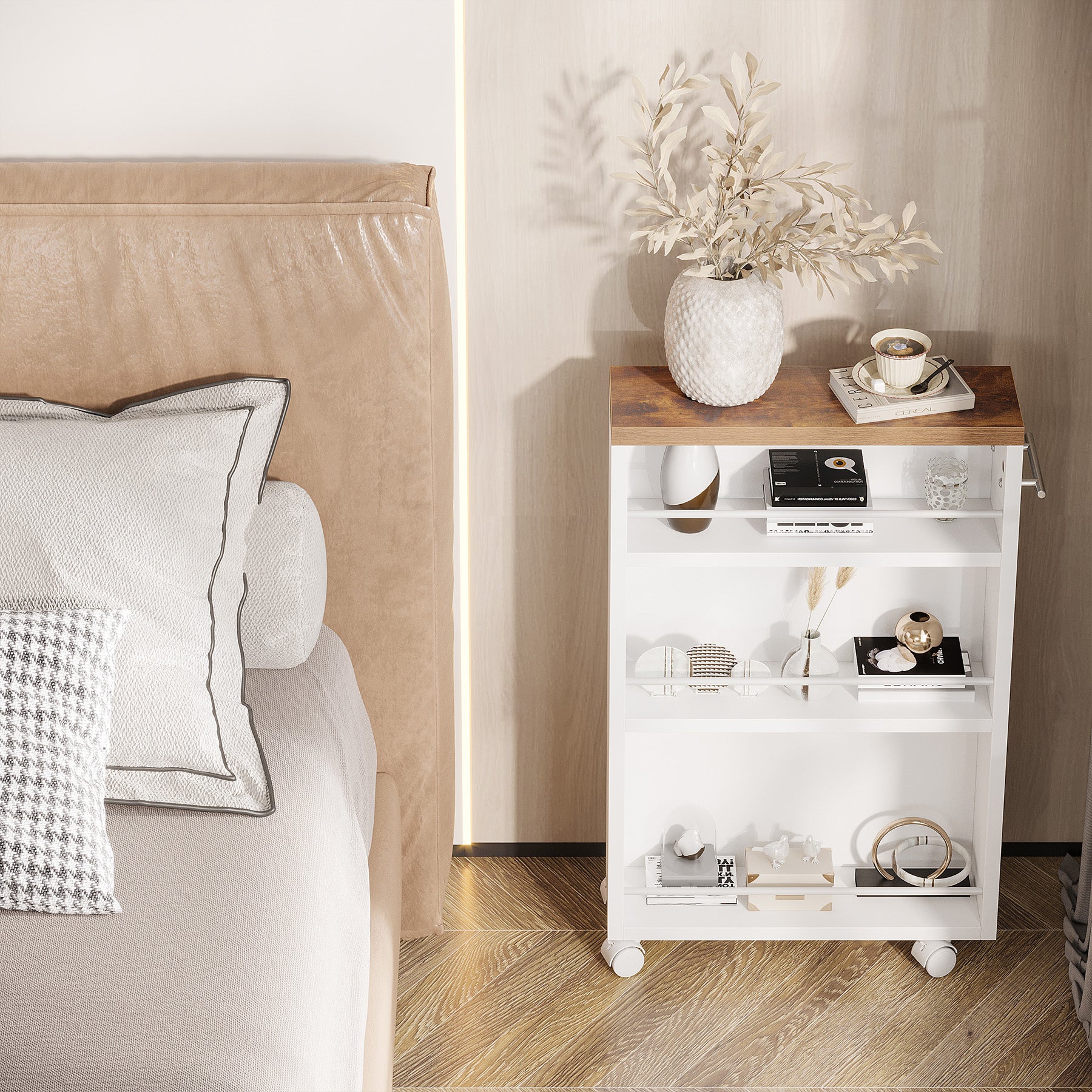 4-Tier Storage Cart, Slim Rolling Narrow Kitchen Cart for Small Place