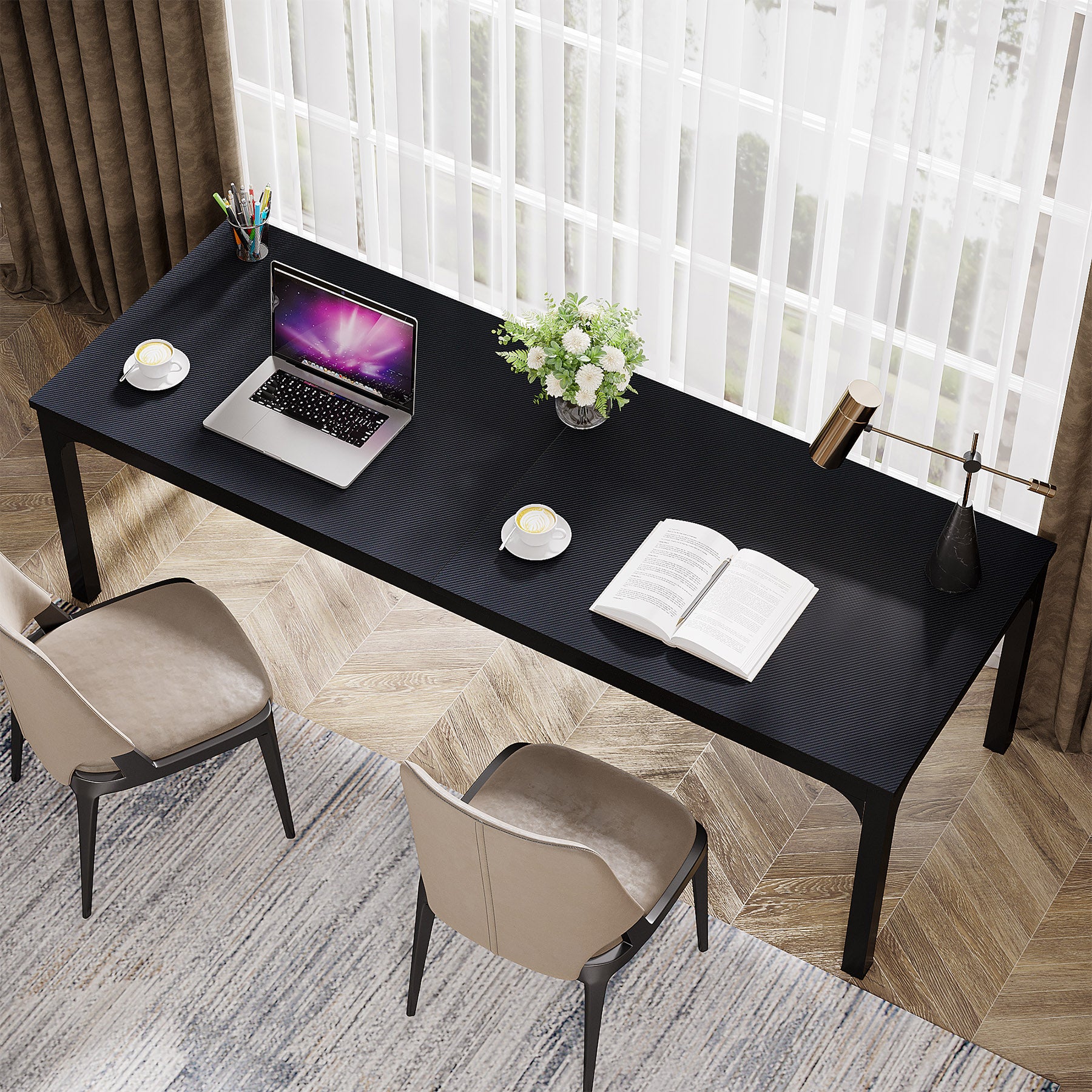 Rectangle Executive Desk, 200cm Computer Desk 6FT Conference Table