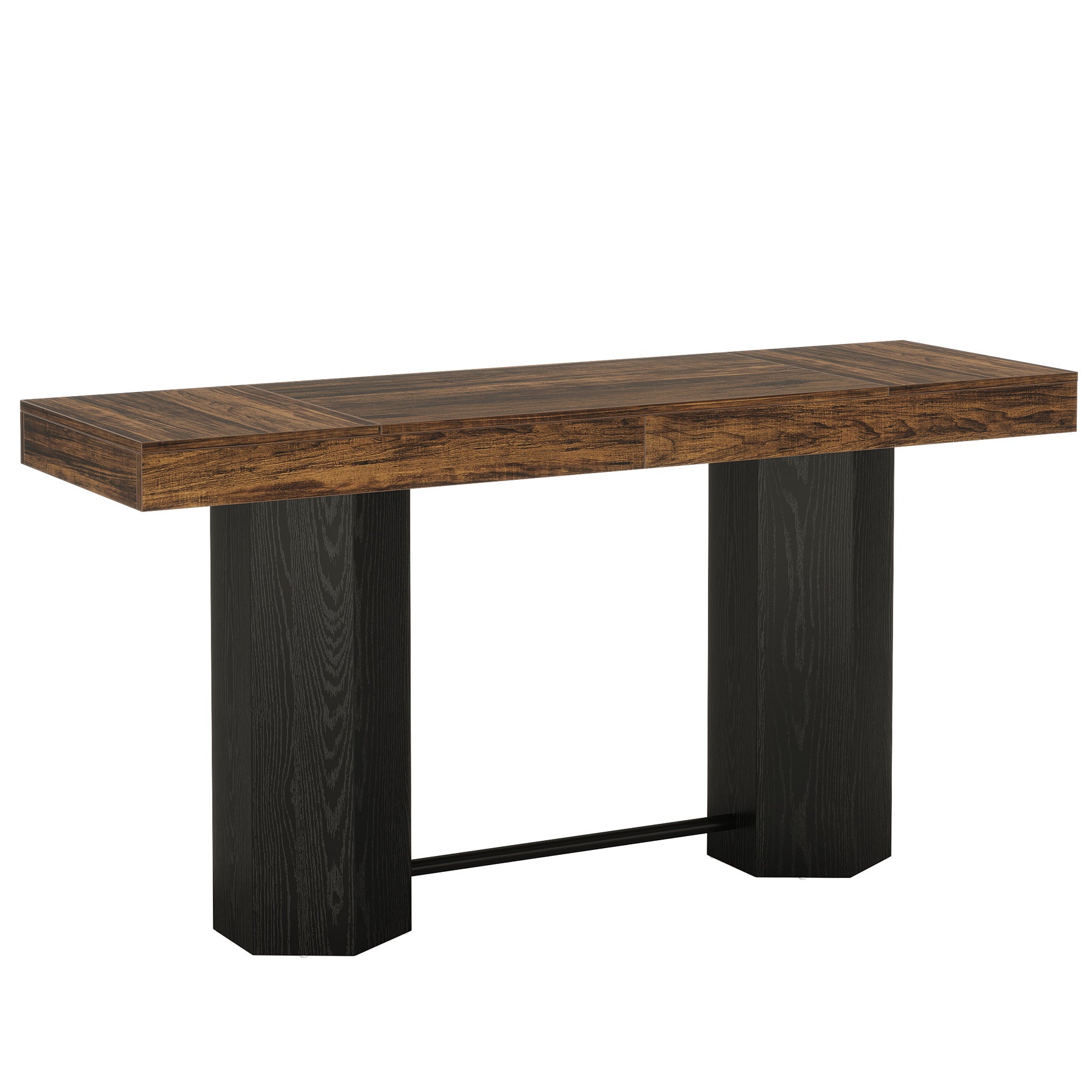 180cm Bar Table with Metal Footrest, Industrial Style Counter Table for Kitchen & Living Room