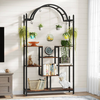 Arched Plant Stand, 74.8" Flower Stands with Hanging Hooks Tribesigns