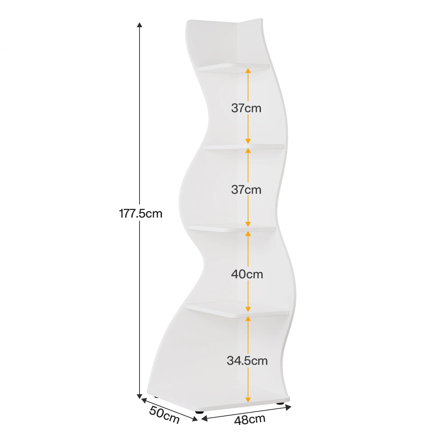 Modern 5-Tier Wall Corner Bookshelf Bookcase