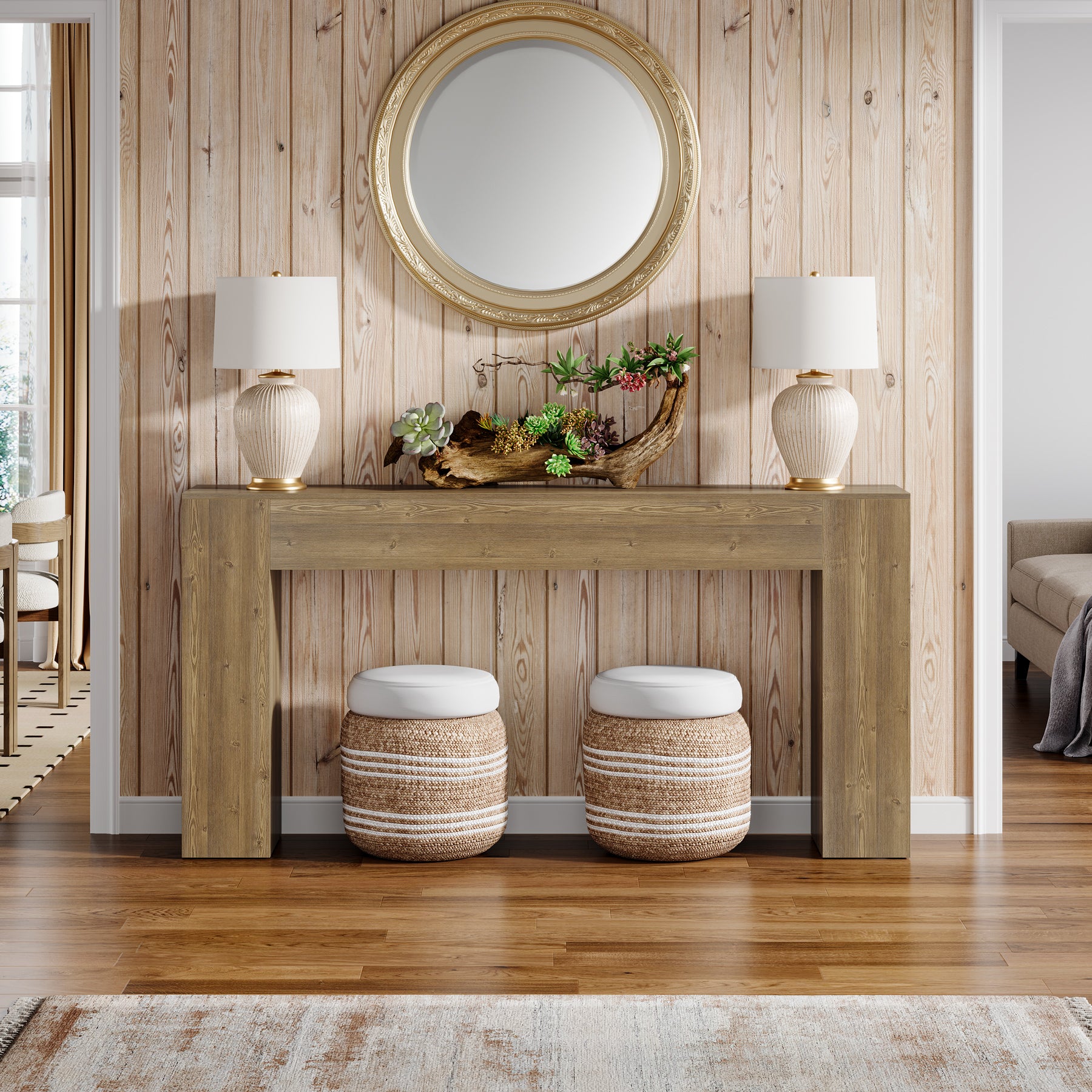 160cm Long Console Table, Farmhouse Narrow Sofa Table for Entryway, Hallway and Living Room