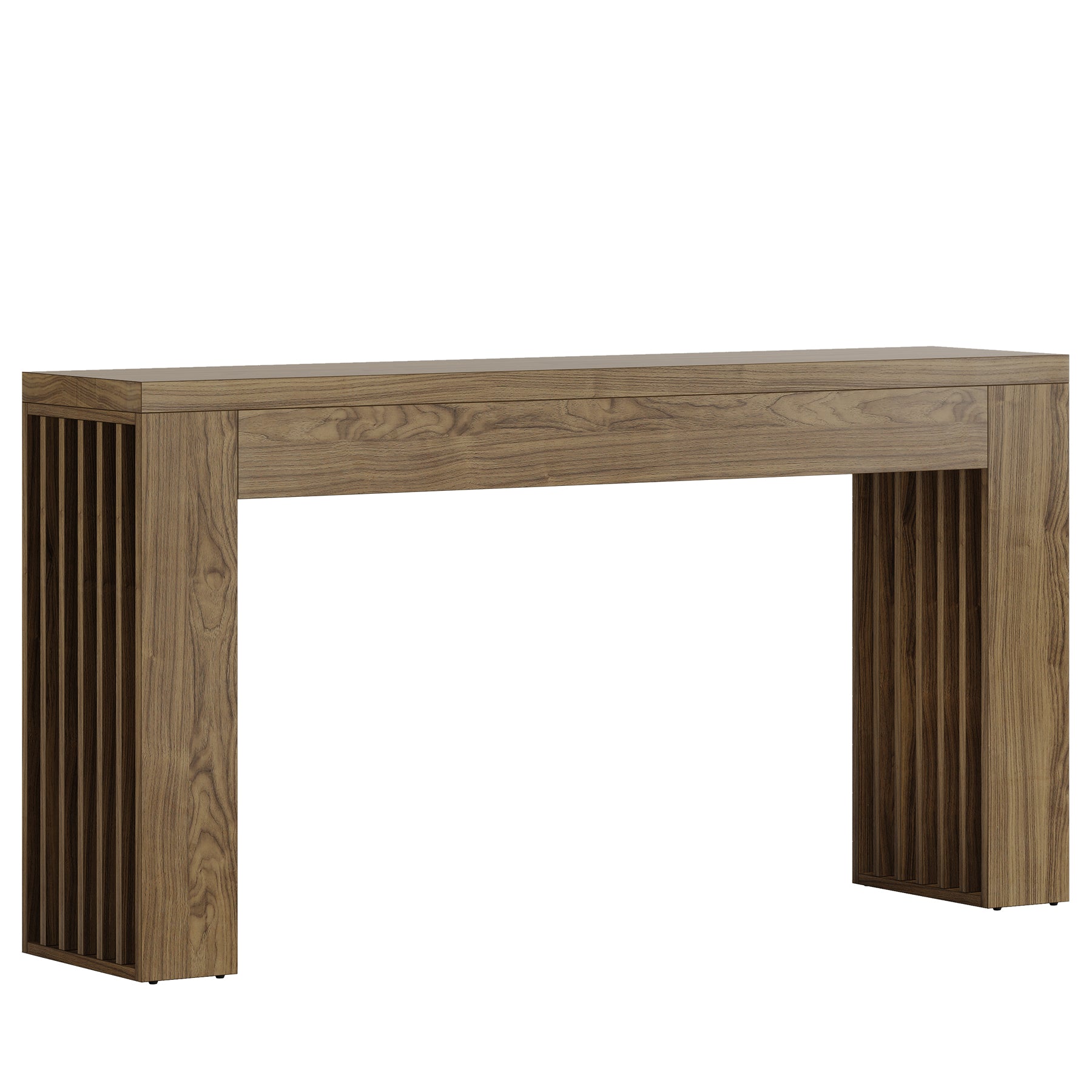 150cm Wooden Console Table, Farmhouse Sofa Table with Vertical Slat Legs for Entryway & Living Room