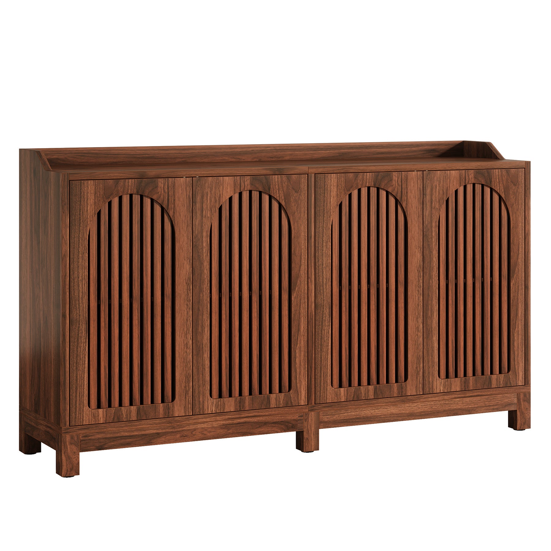 145cm Farmhouse Sideboard Buffet Cabinet with Shutter Doors, Freestanding Storage Cabinet for Kitchen & Dining Room