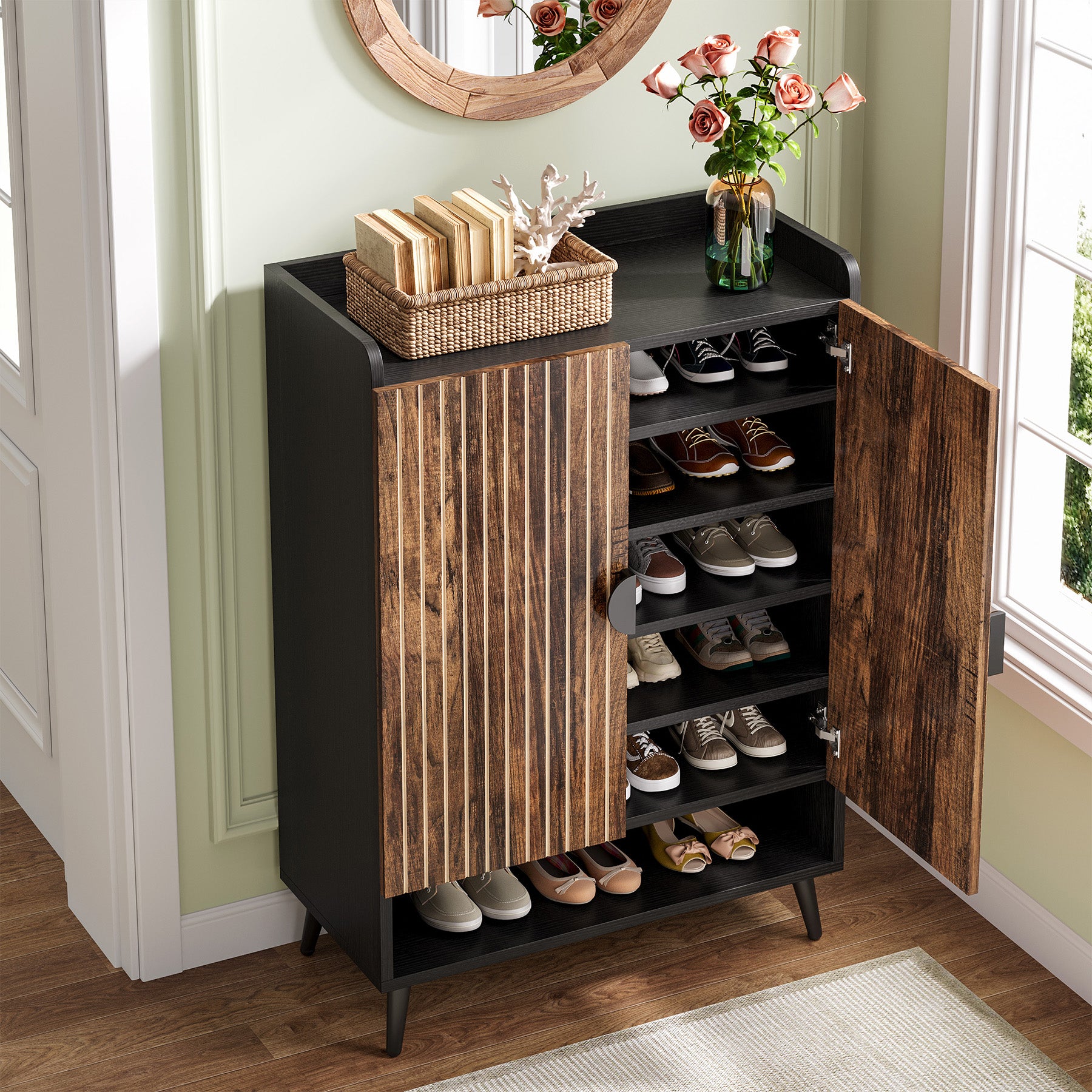 7-Tier Shoe Cabinet, Shoe Storage Organizer with Adjustable Shelves