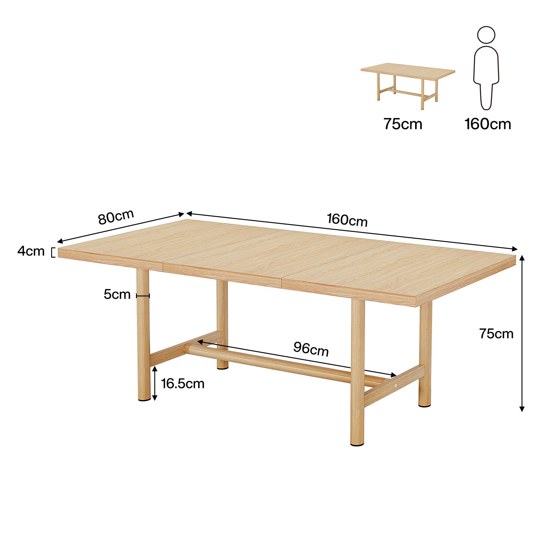 Modern Executive Desk, 160CM Conference Meeting Table for 4–6 People