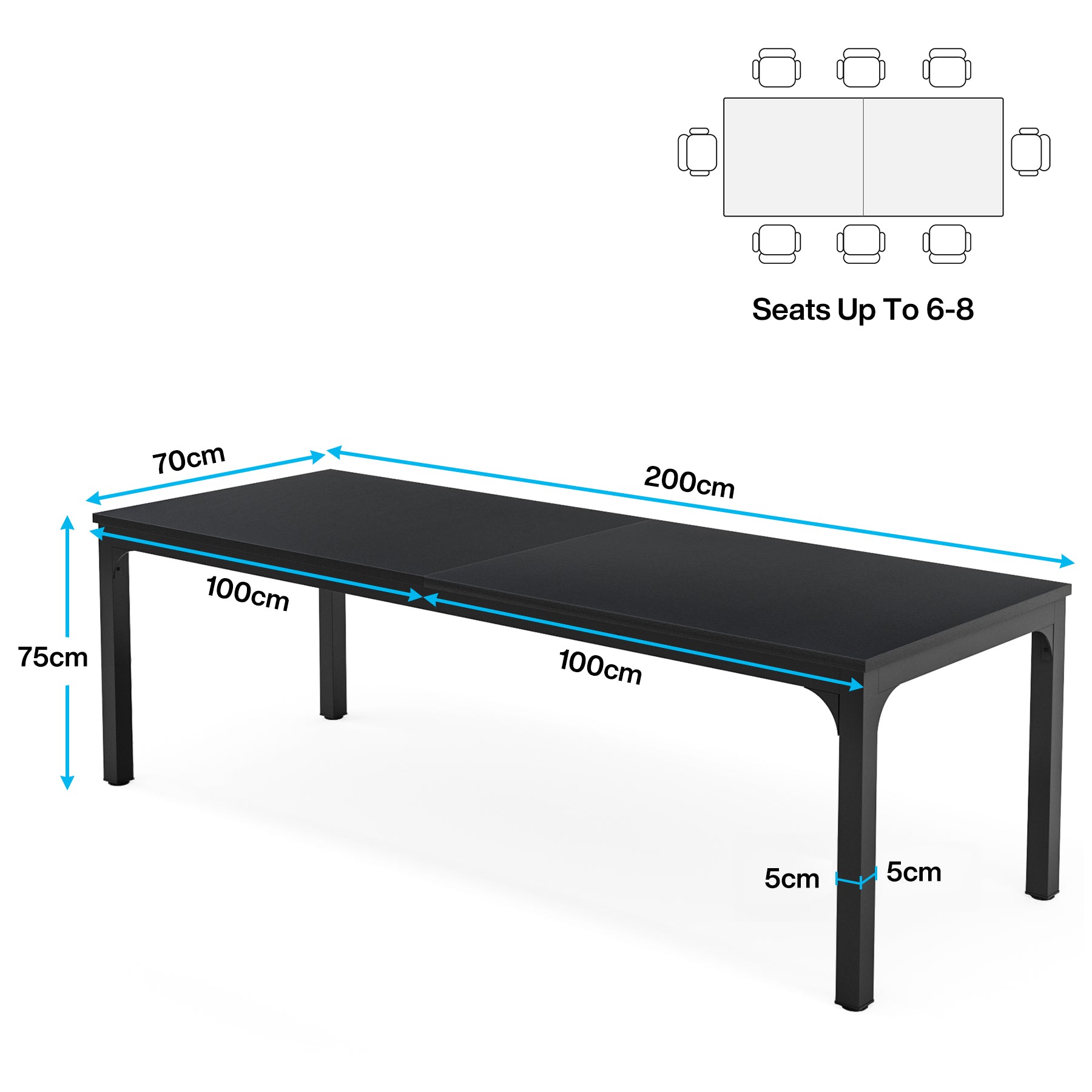 Rectangle Executive Desk, 200cm Computer Desk 6FT Conference Table