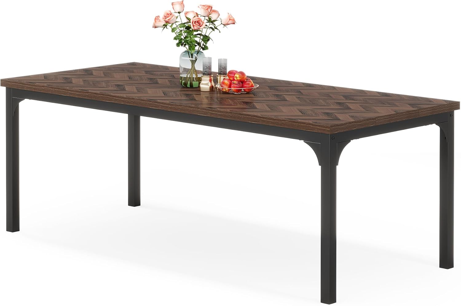 180cm Dining Table, Rectangular Wooden Kitchen Table for 6-8