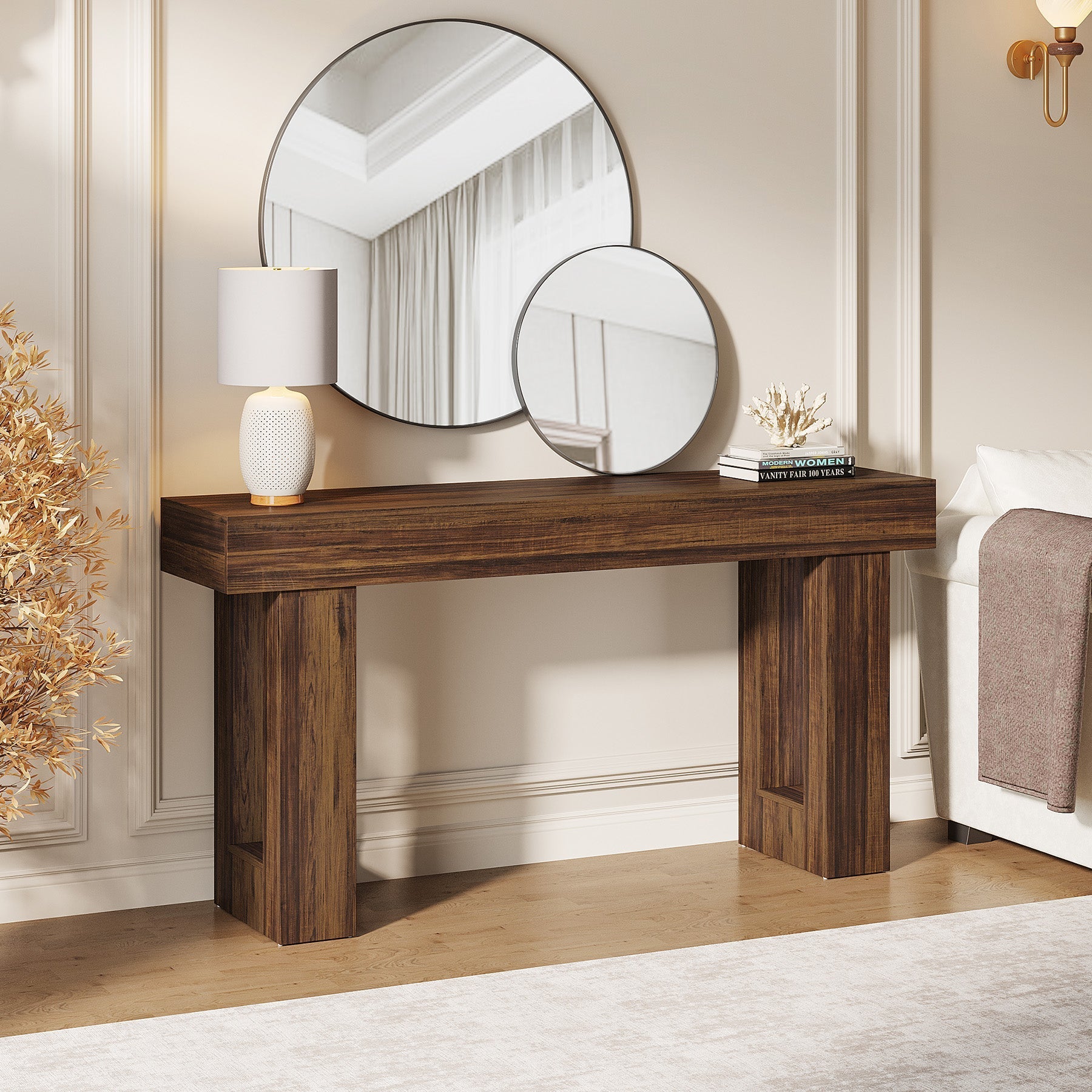 63 - Inch Console Table, Farmhouse Wooden Sofa Table Entryway Table Tribesigns