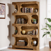 181 cm Tall Bookcase, 4-Tier Asymmetrical Bookshelf, 100 cm Wide Freestanding Display Shelf for Living Room or Home Office 3