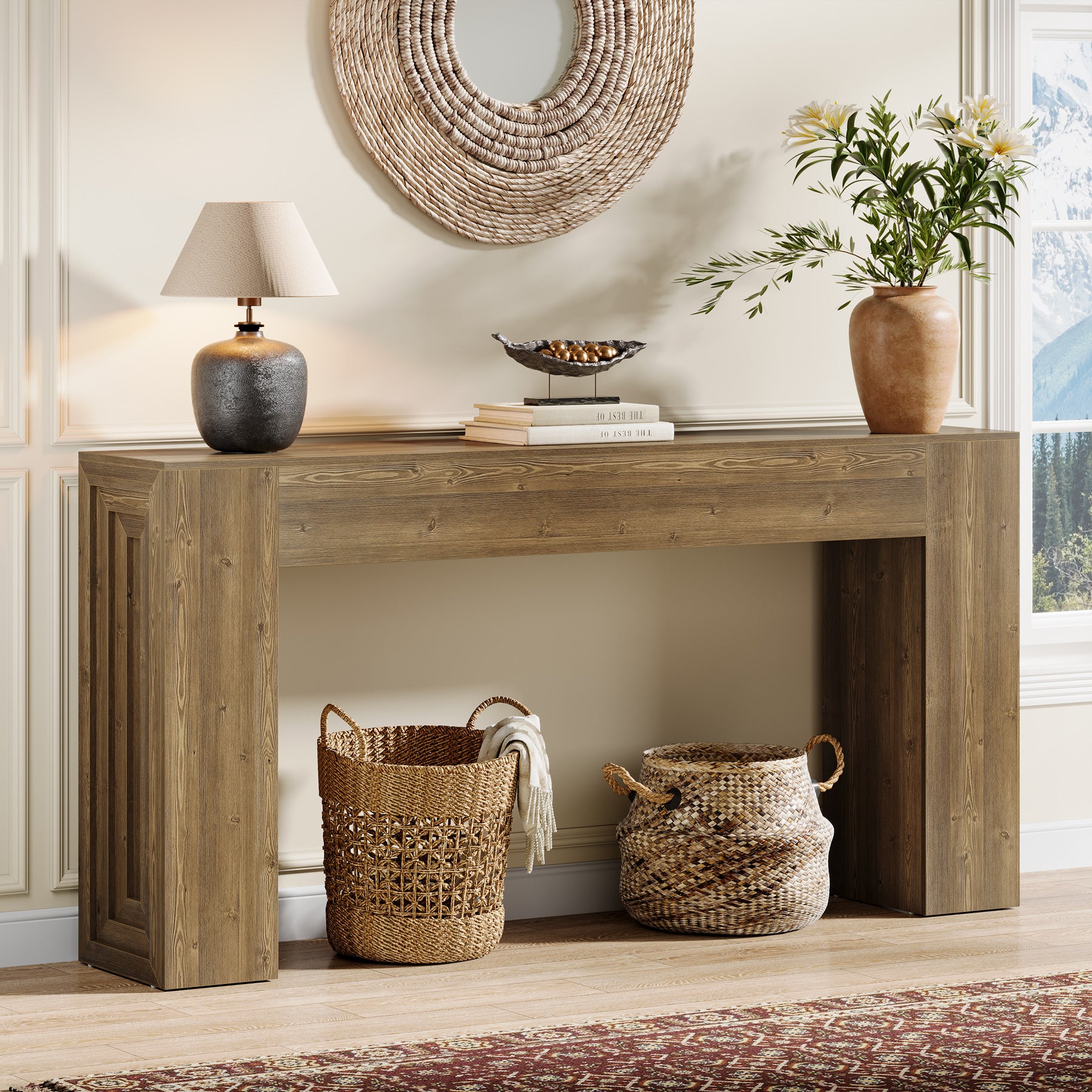 160cm Long Console Table, Farmhouse Narrow Sofa Table for Entryway, Hallway and Living Room
