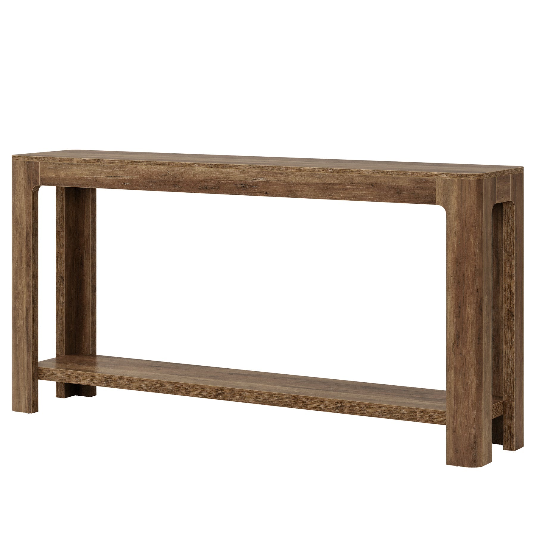 160cm Narrow Console Table, 2-Tier Sofa Table with Storage Shelf