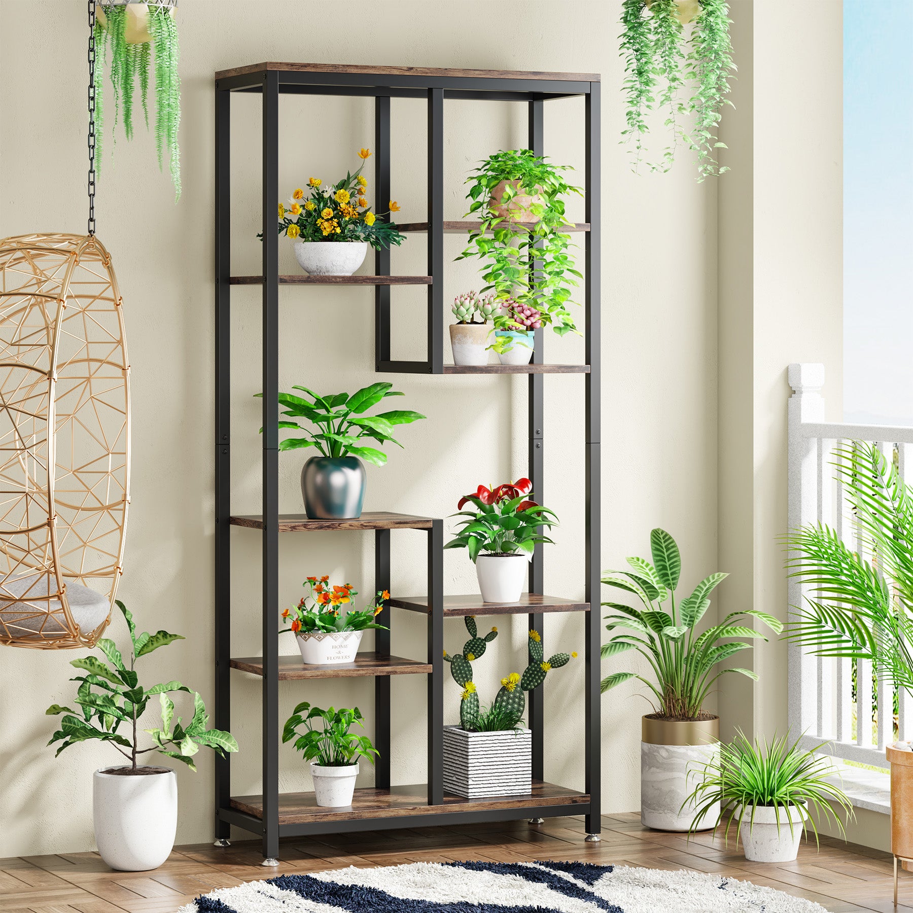 69.2" Bookcase, 6-Tier Bookshelf with Open Storage Display Shelves