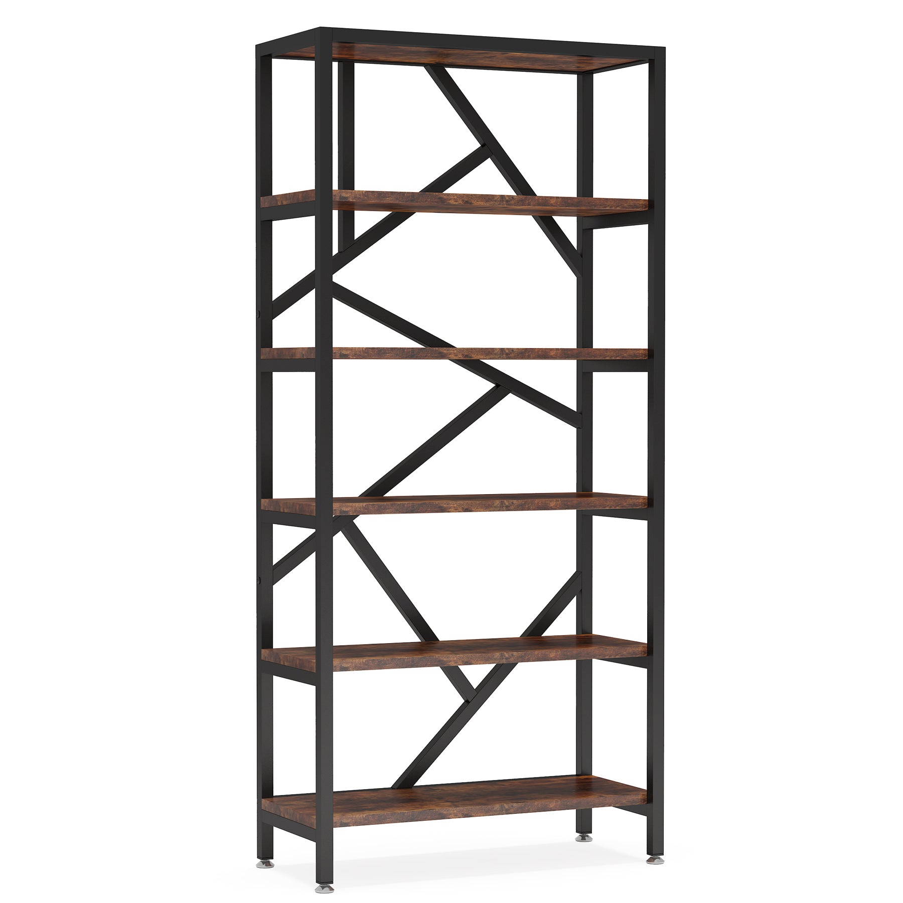 180cm Industrial Bookshelf, 6-Tier Freestanding Etagere Storage Shelf for Home Office