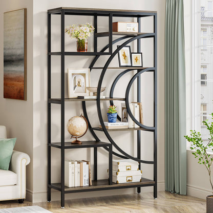 Tribesigns Bookshelf, 71" Geometric Bookcase, Industrial 8-Tiers Etagere Shelving Unit Tribesigns