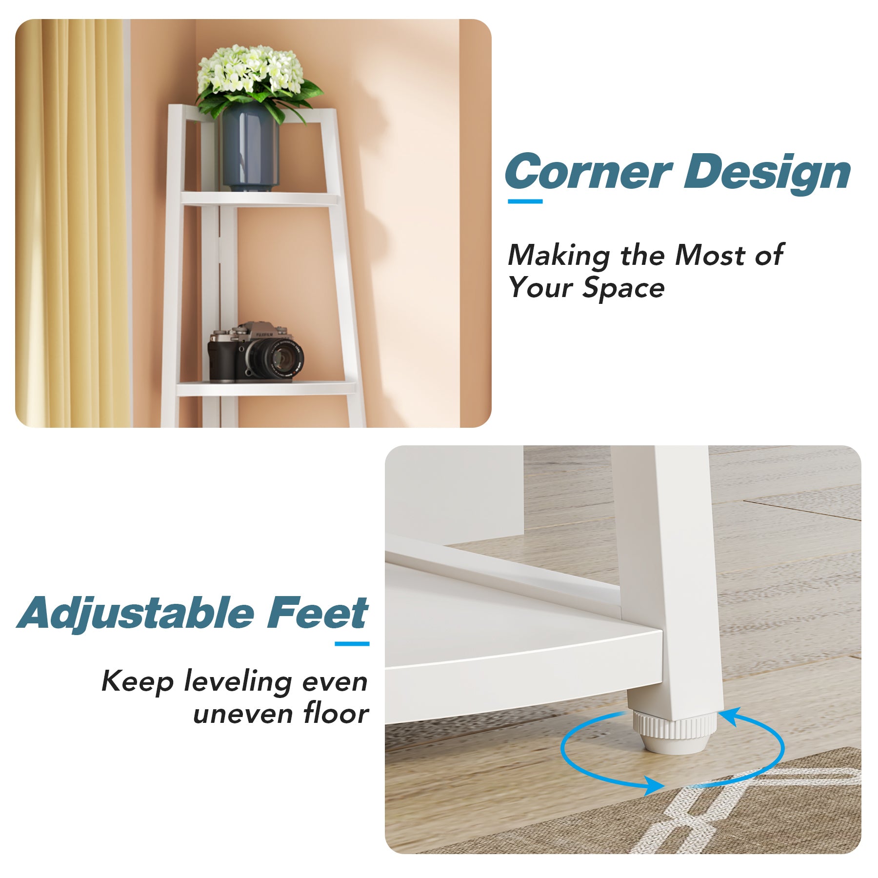 178cm Tall Corner Shelf, 5 Tier Industrial Corner Bookshelf for Living Room, Home Office