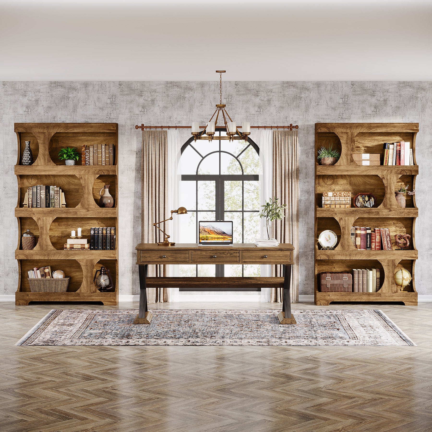 181 cm Tall Bookcase, 4-Tier Asymmetrical Bookshelf, 100 cm Wide Freestanding Display Shelf for Living Room or Home Office