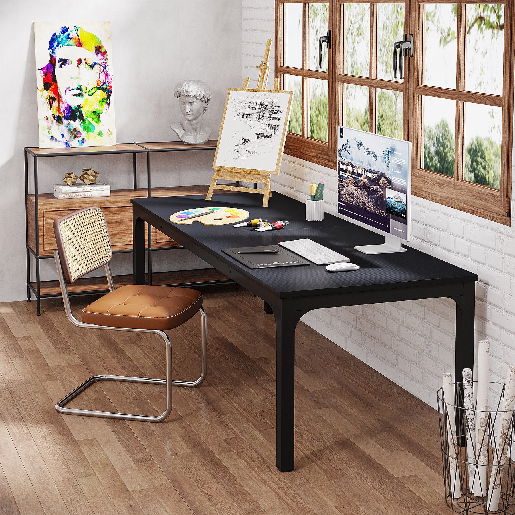 Rectangle Executive Desk, 200cm Computer Desk 6FT Conference Table